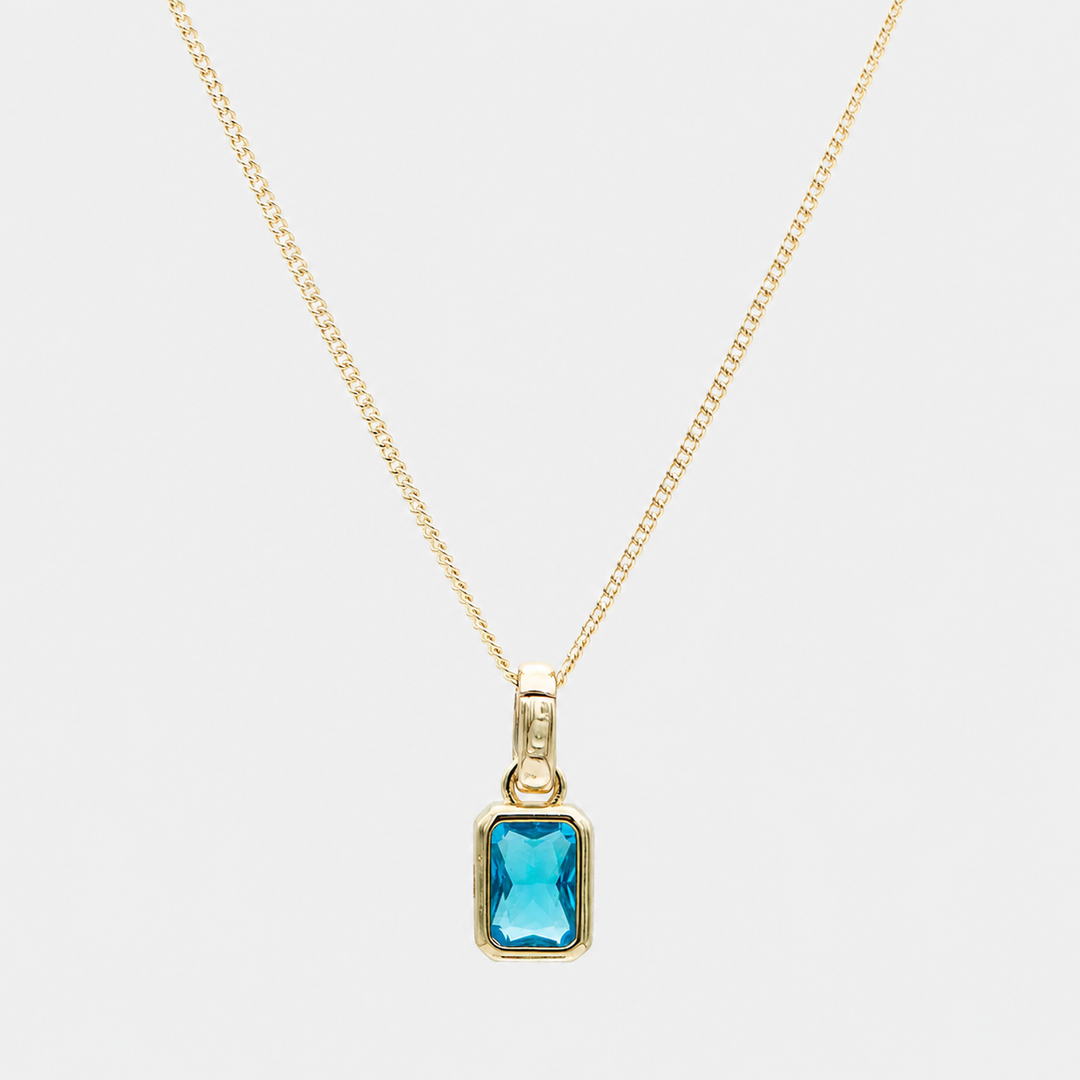 Square Cut Birthstone Necklace