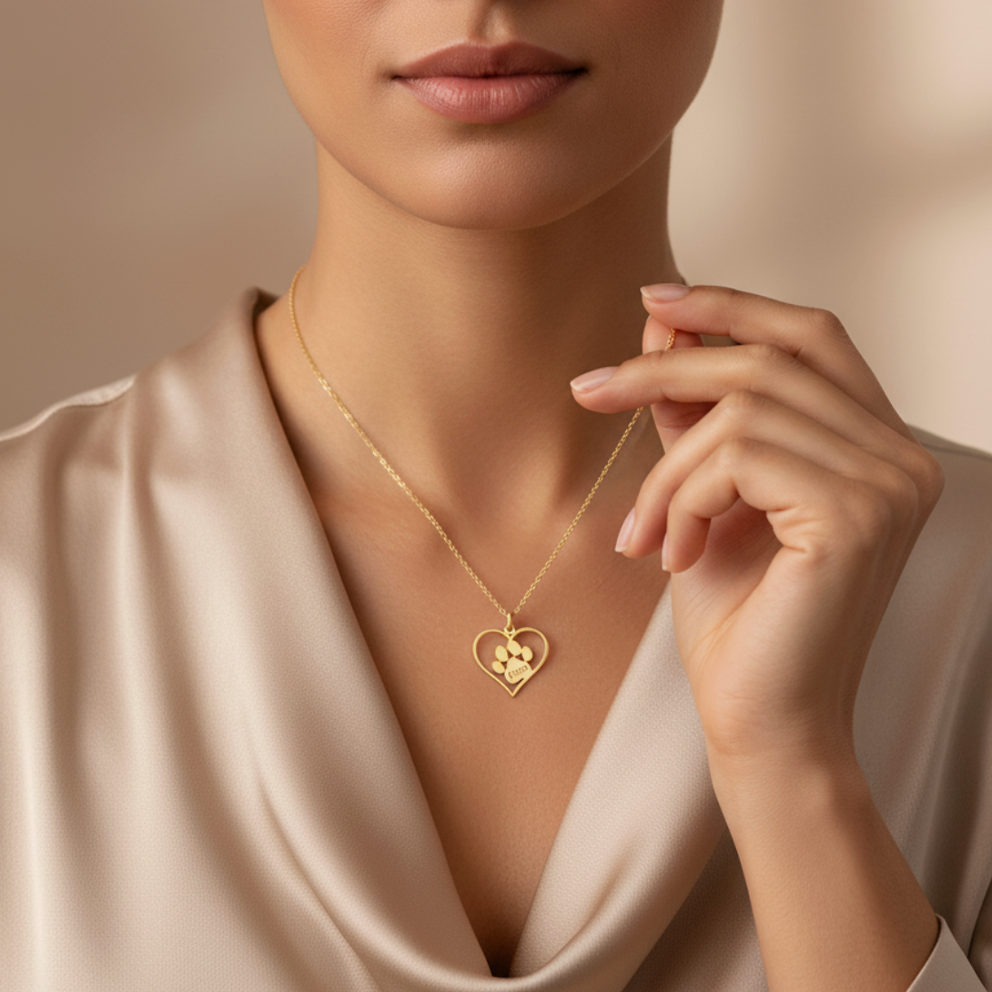 Paw in My Heart Name Pendant